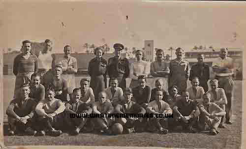 Royal Artillery football match, Cairo 1944/1945. Bob front far left, Major General Reeve centre rear.